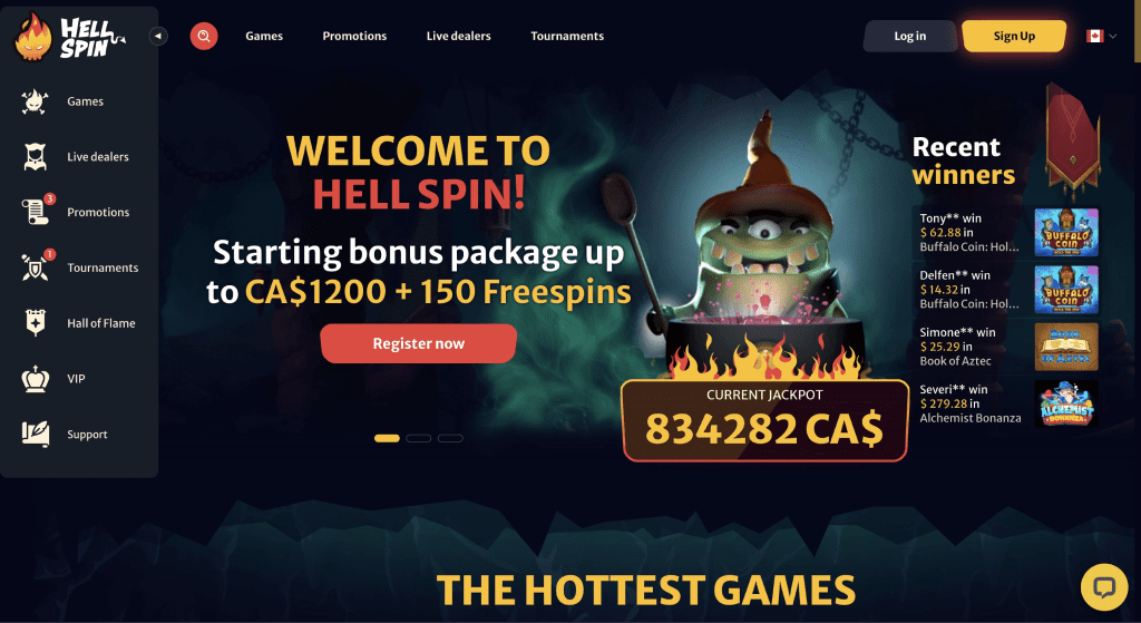 Hell Spin Casino Main Page